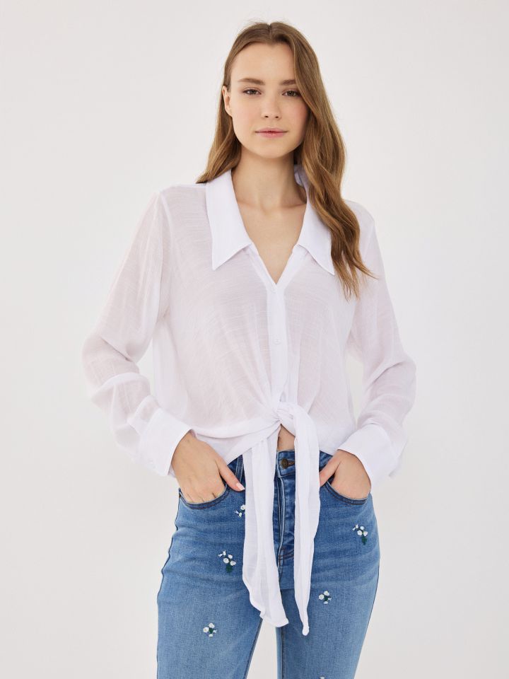 חולצה קשירה PROMO בצבע לבן