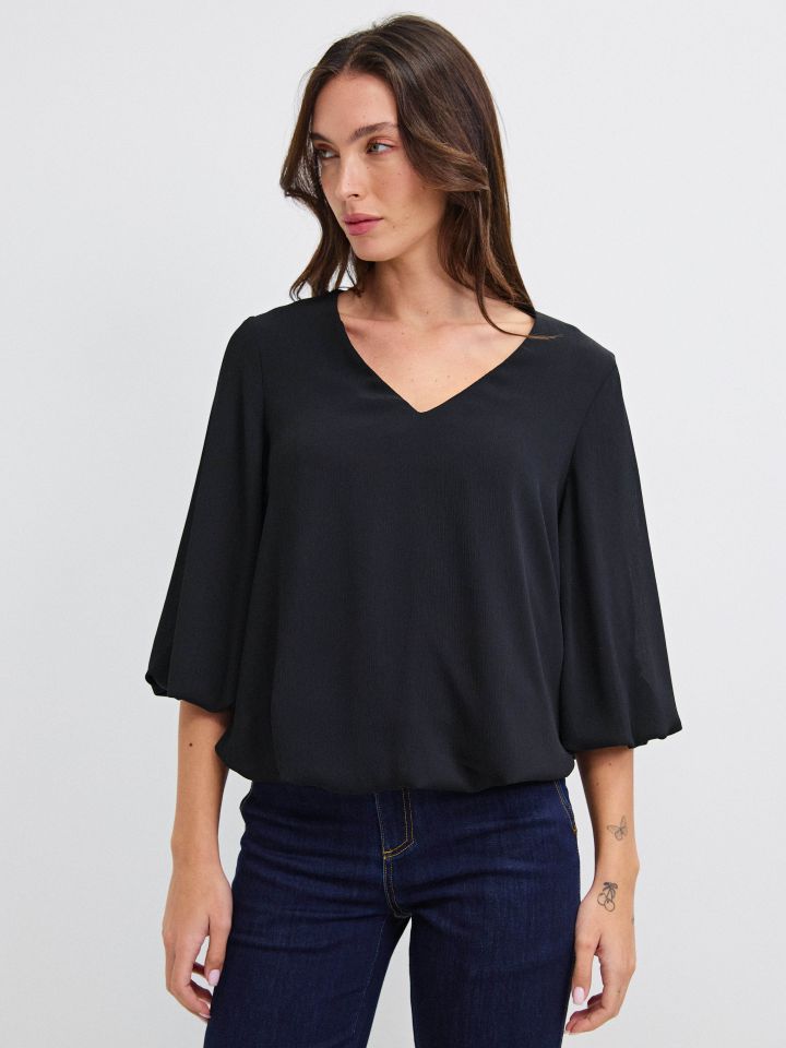 חולצה V בלון PROMO בצבע שחור
