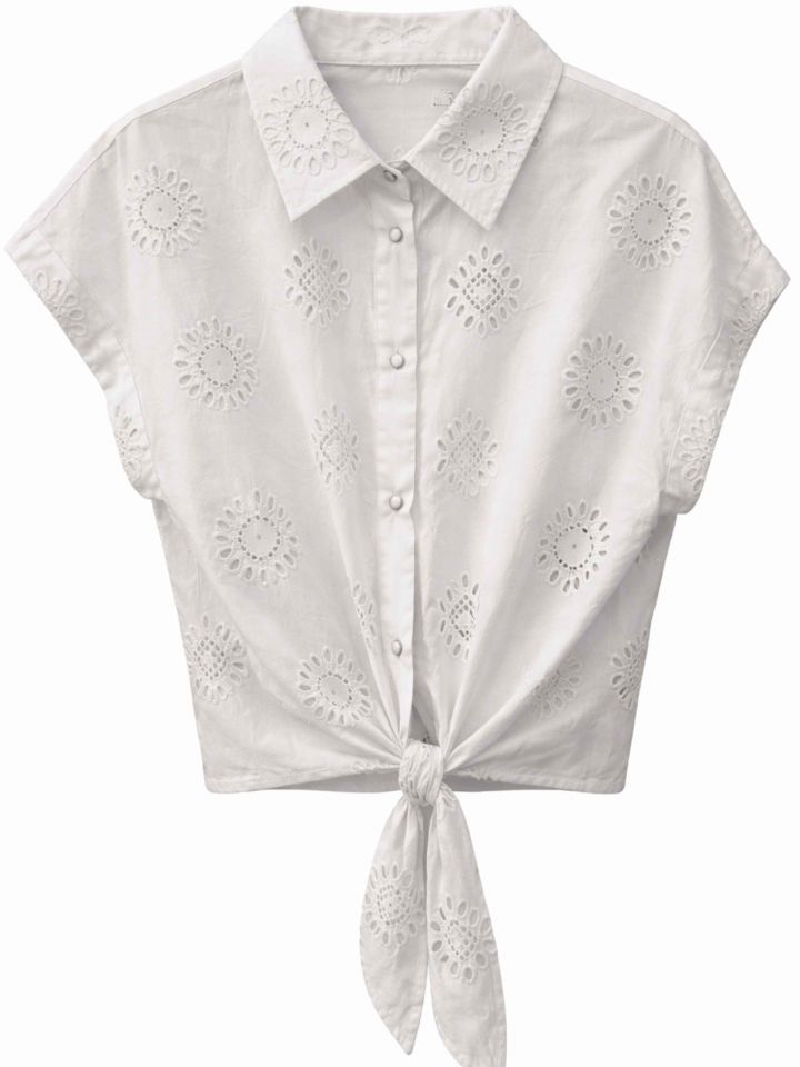 חולצה ריקמות קשירה בצבע לבן