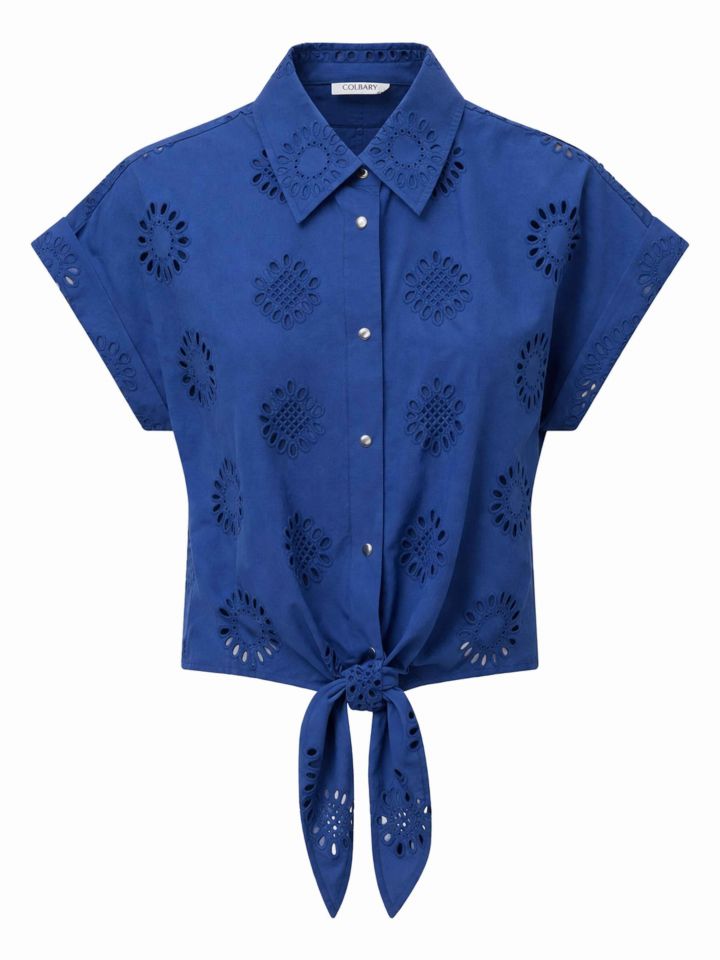 חולצה ריקמות קשירה בצבע כחול אינדיגו