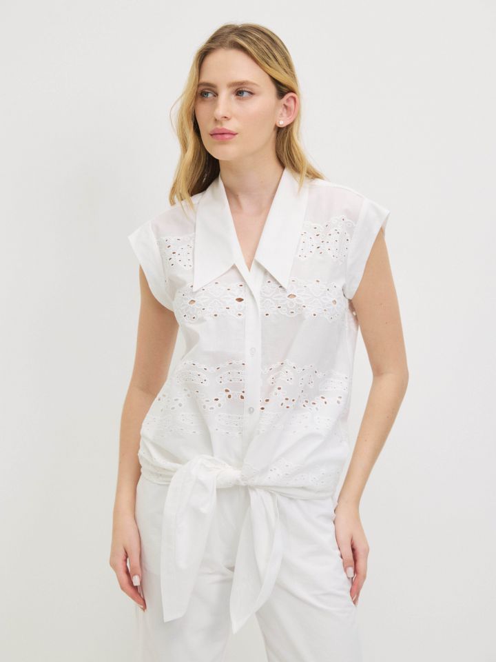 חולצה קרושה קשירה בצבע לבן