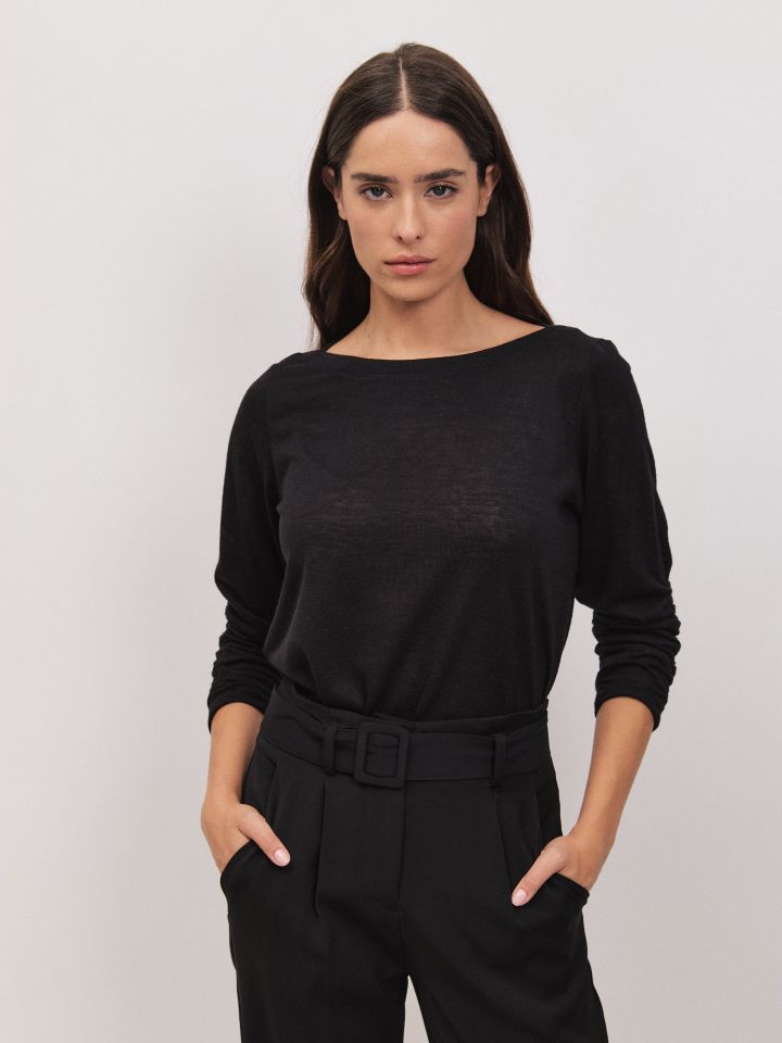 חולצה שרוול כיווץ PROMO בצבע שחור