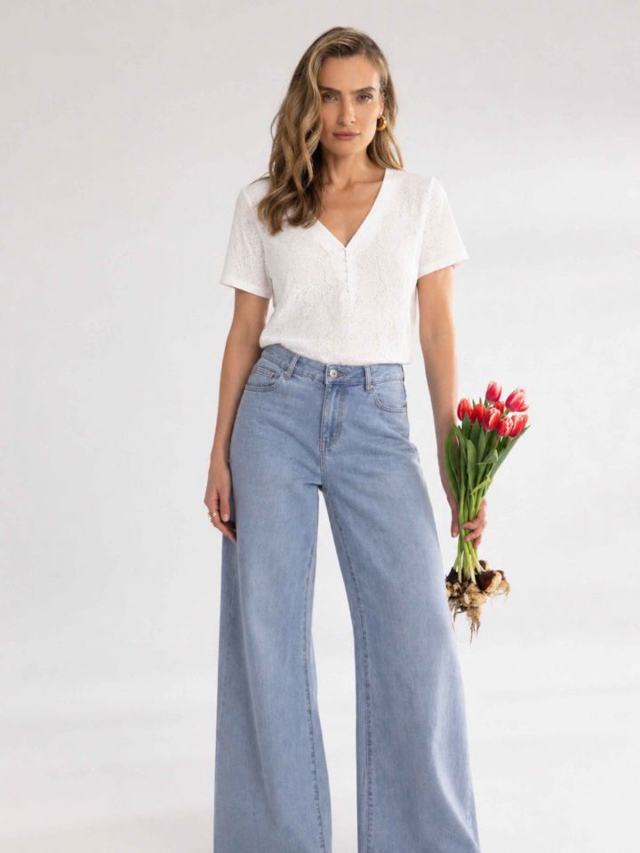 חולצה שינה תחרה PROMO בצבע לבן