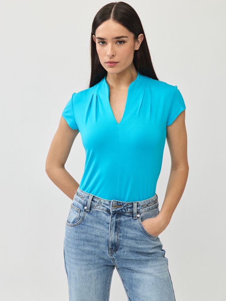 חולצה מודל PROMO MIAMI בצבע טורקיז