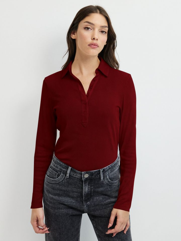 חולצה ריב שינה PROMO בצבע בורדו