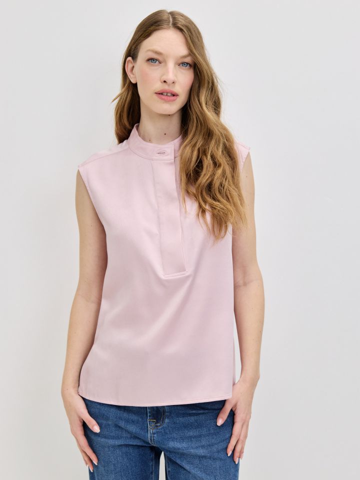 חולצה סטן שינה PROMO בצבע ורוד