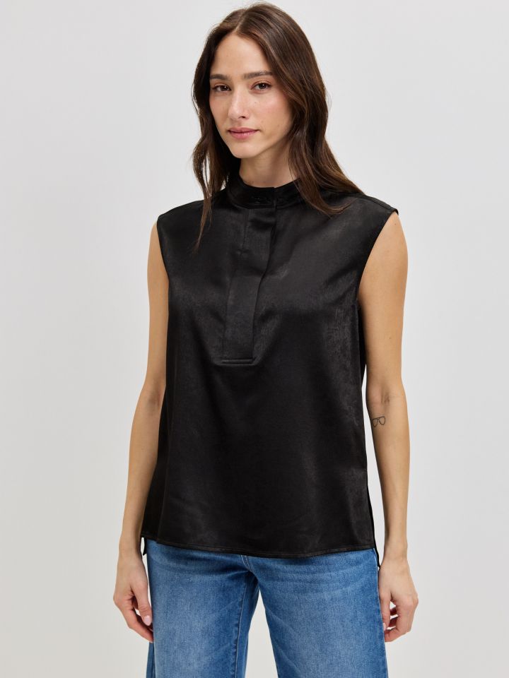 חולצה סטן שינה PROMO בצבע שחור