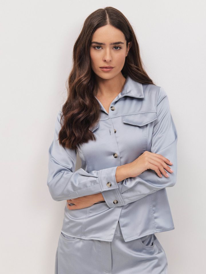 חולצה סטן מכופתרת LIAT בצבע אפור