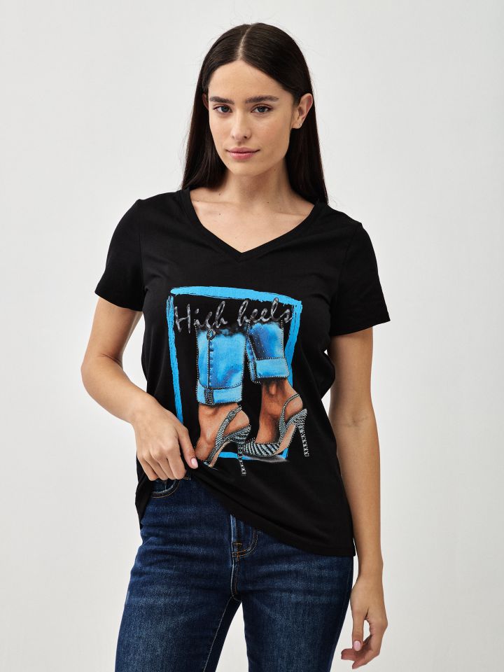 חולצה V נעליים PROMO בצבע שחור