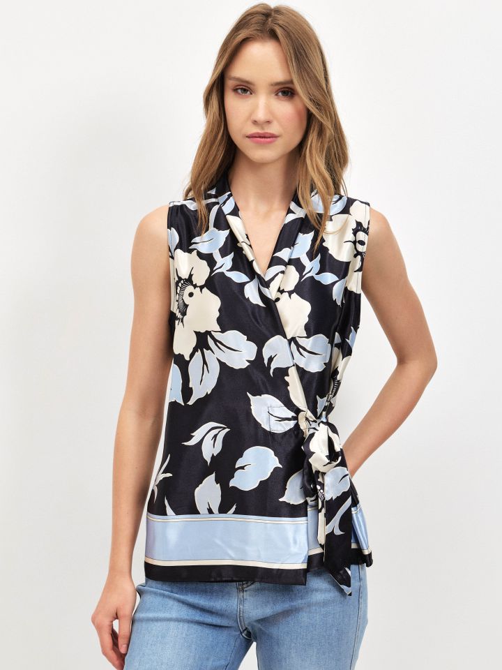 חולצה מעטפה דפוס בצבע פרחוני