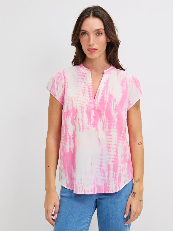 חולצה שינה דפוס PROMO בצבע ורוד