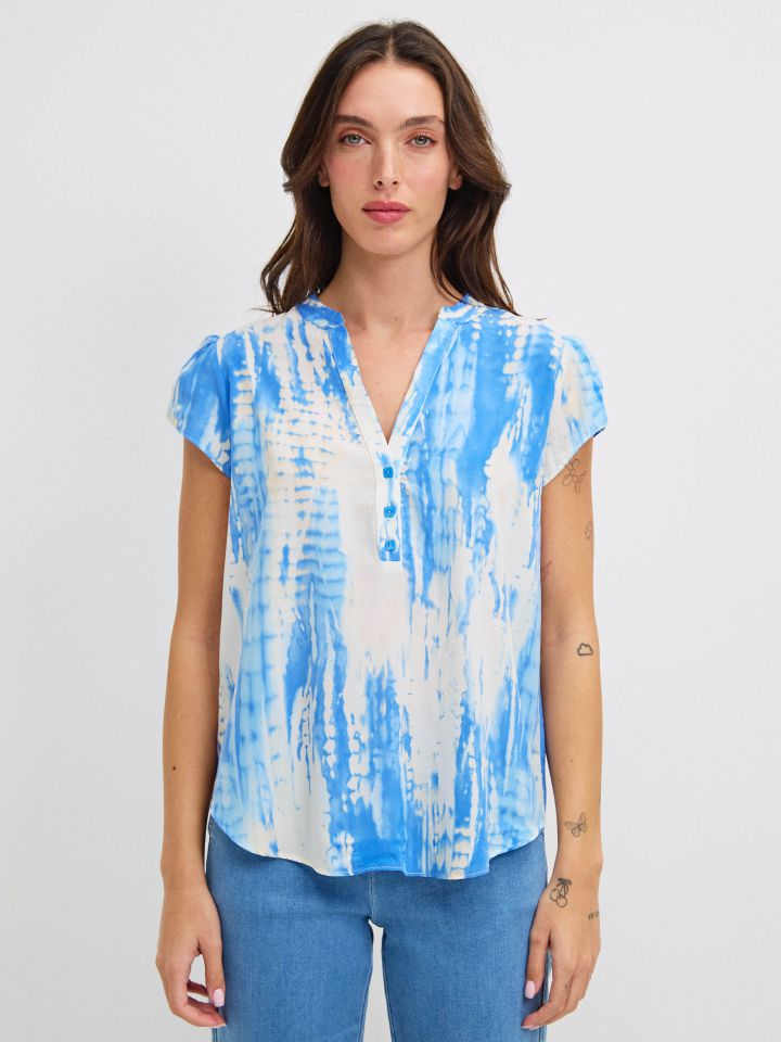 חולצה שינה דפוס PROMO בצבע תכלת