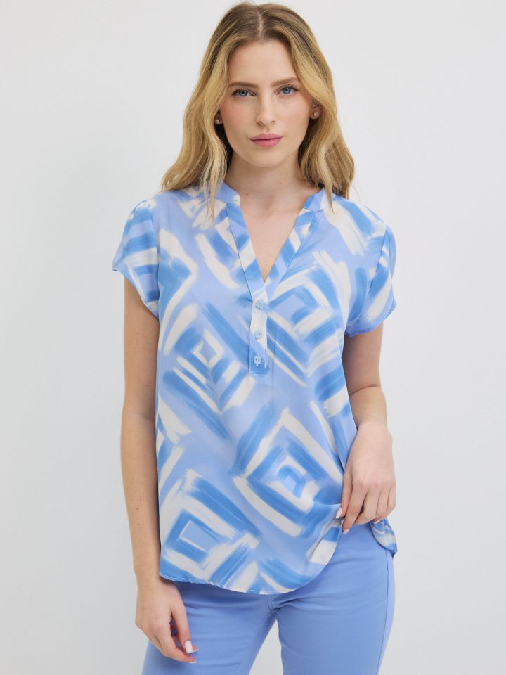 חולצה שינה דפוס PROMO בצבע תכלת מעושן