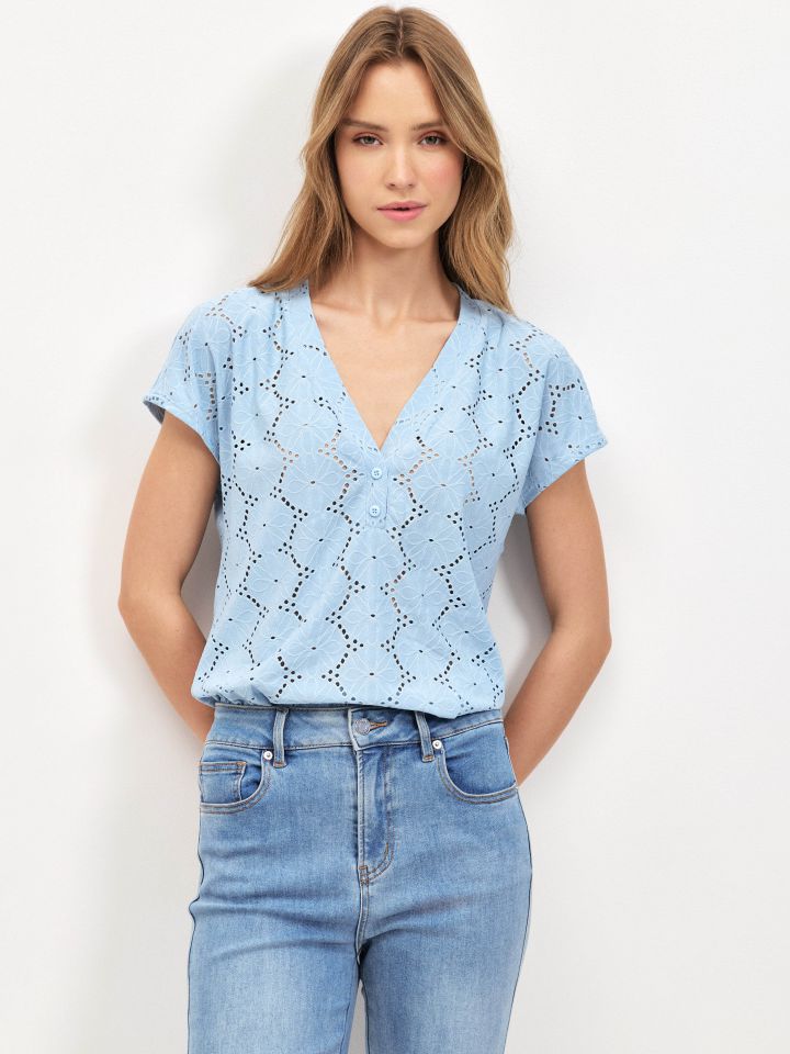 חולצה שינה תחרה PROMO בצבע תכלת