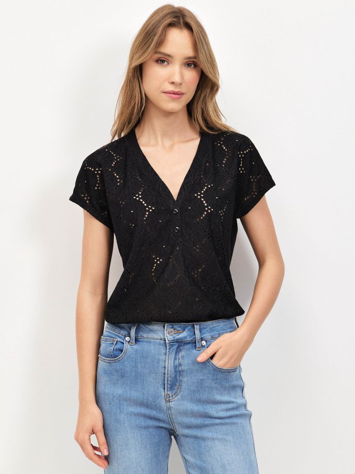 חולצה שינה תחרה PROMO בצבע שחור