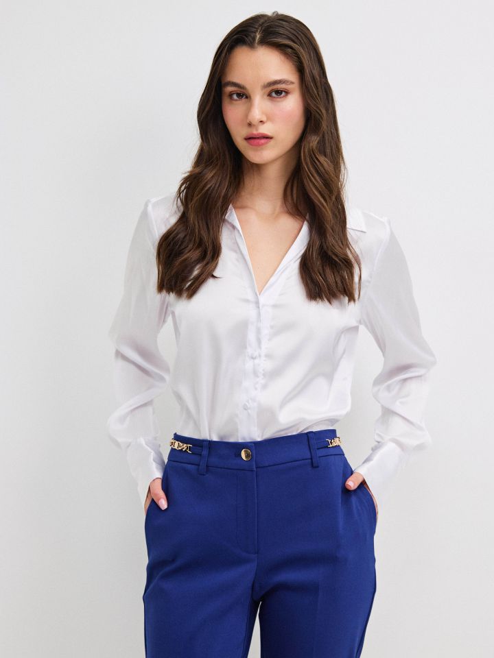 חולצה סטן ROMI PROMO בצבע לבן