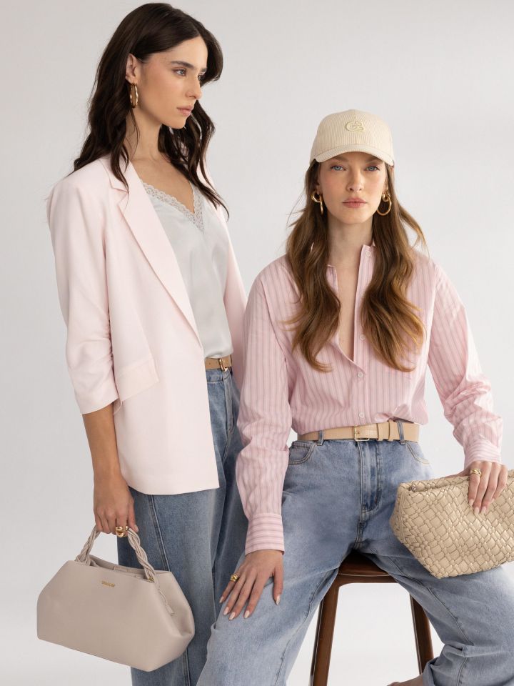 חולצה פסים PINK בצבע ורוד עתיק