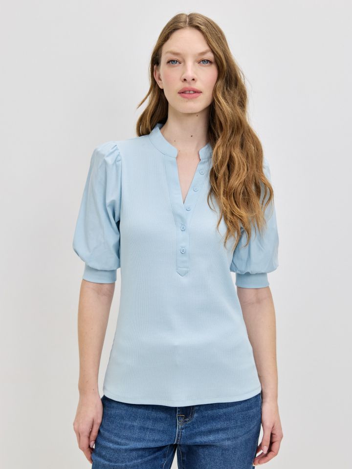 חולצה שרוולי בלון PROMO בצבע תכלת