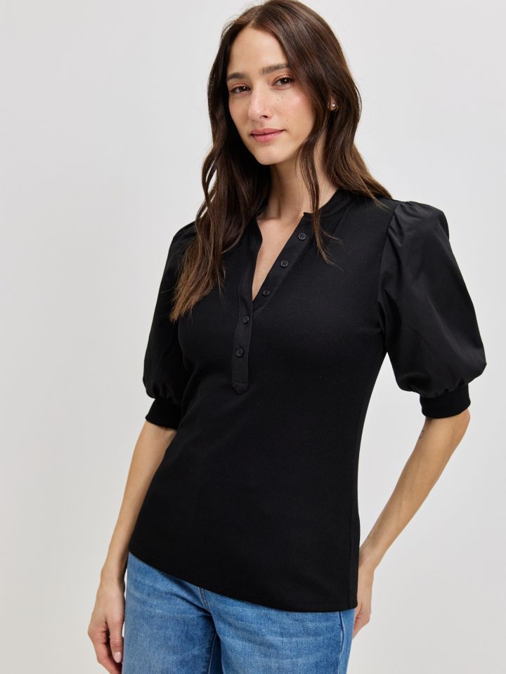 חולצה שרוולי בלון PROMO בצבע שחור