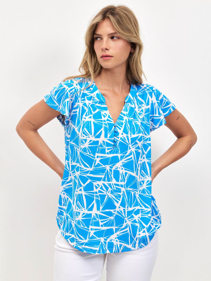 חולצה דפוס שינה PROMO בצבע טורקיז