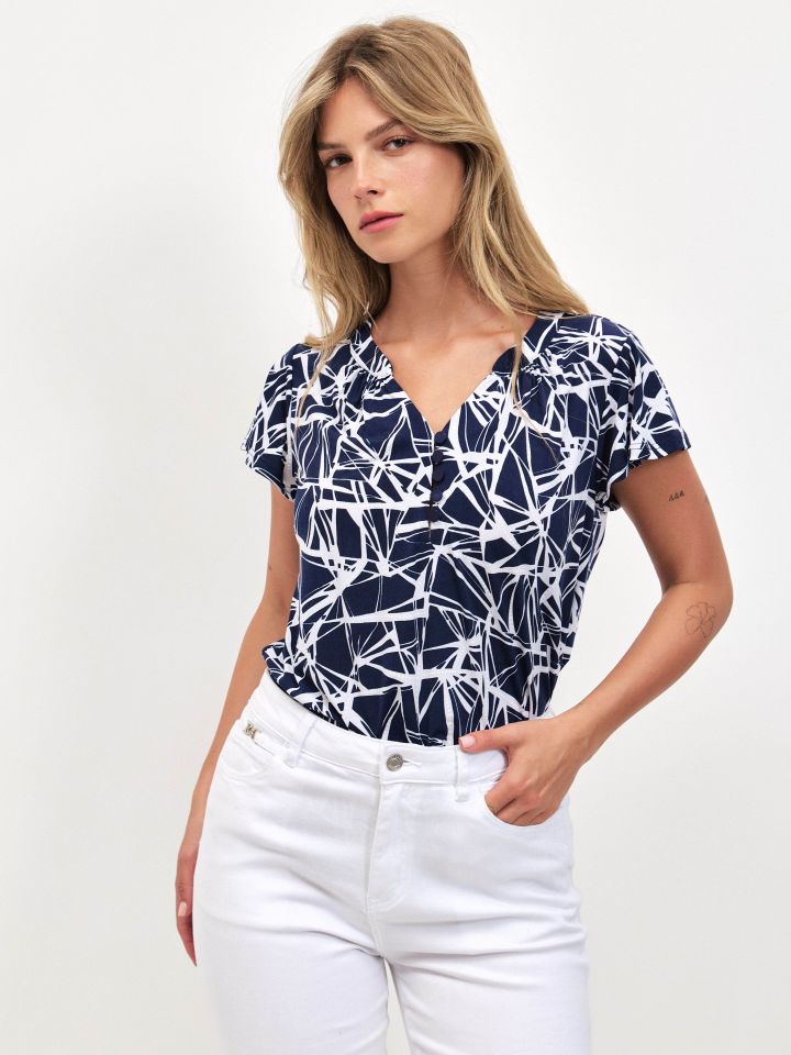 חולצה דפוס שינה PROMO בצבע נייבי