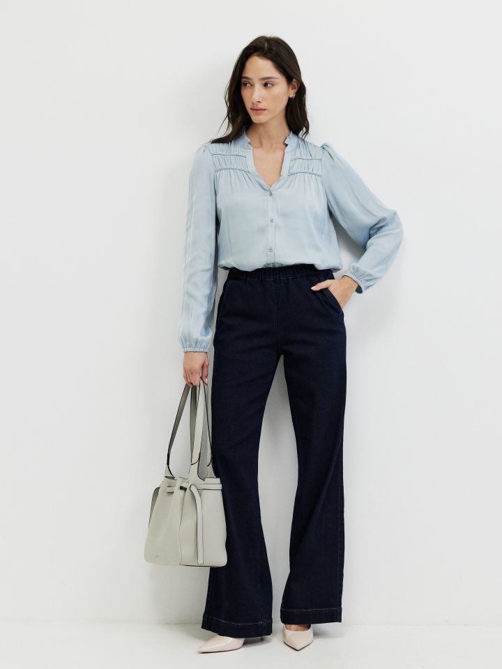 מכנסיים ג’ינס גומי PROMO בצבע ג’ינס כהה