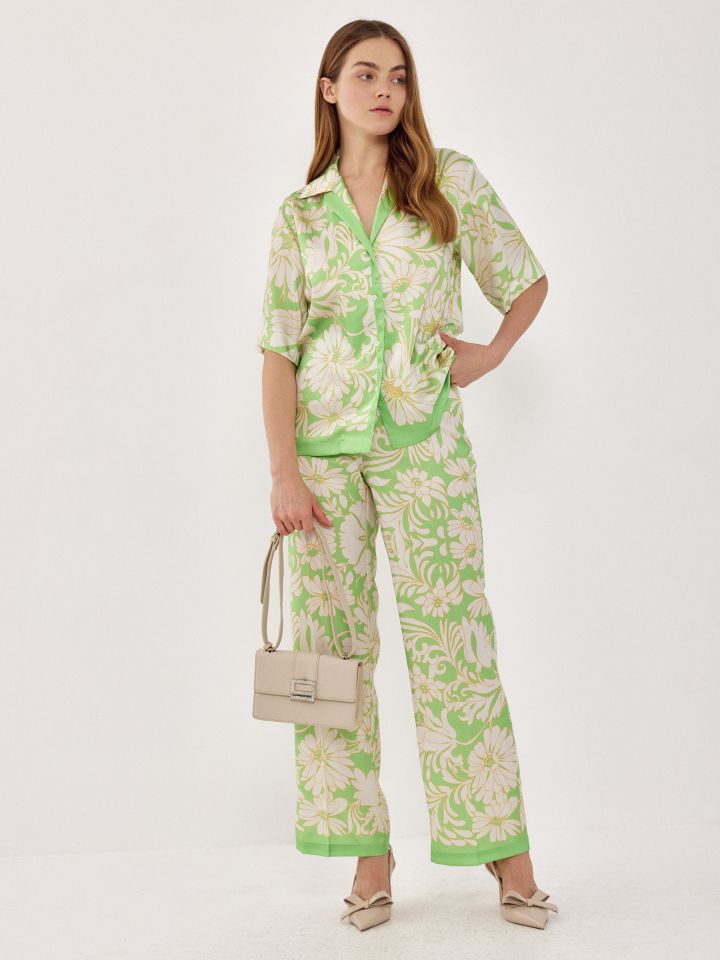 מכנסיים דפוס ANIS בצבע ירוק