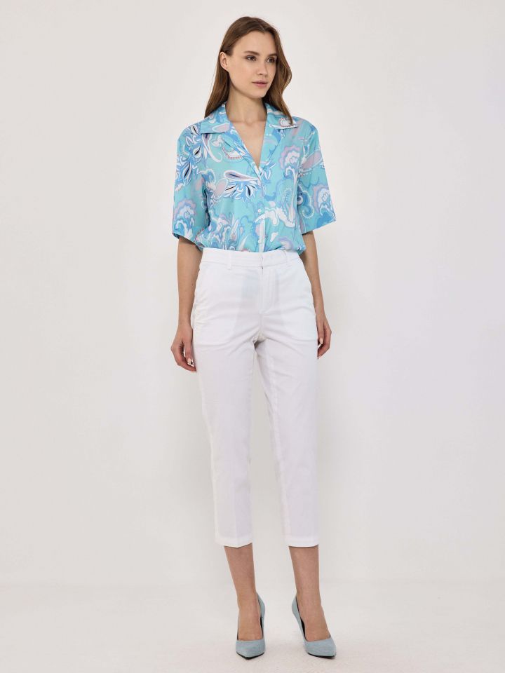 מכנסיים דריל סטן 7/8 PROMO בצבע לבן