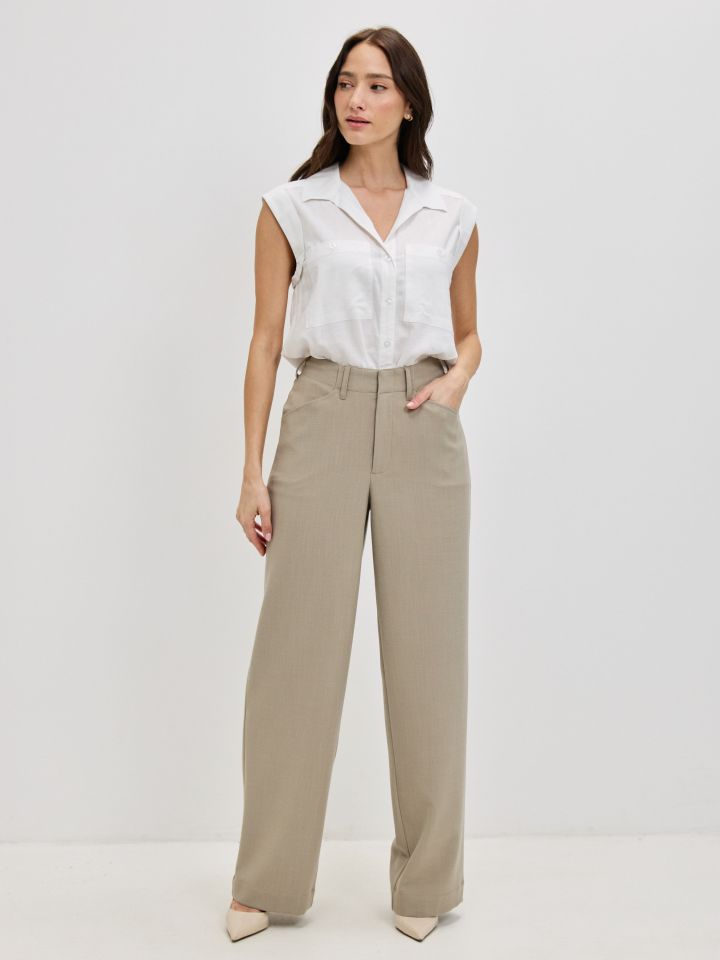 מכנסיים 8/9 מראה פישתן בצבע חאקי