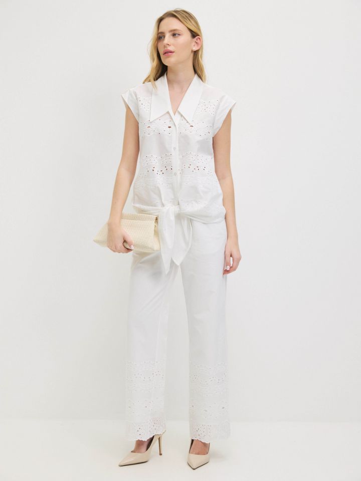 מכנסיים קרושה בצבע לבן