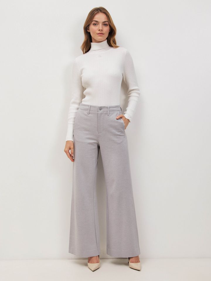 מכנסיים מילנו כיסי צד בצבע אפור מלאנז בינוני