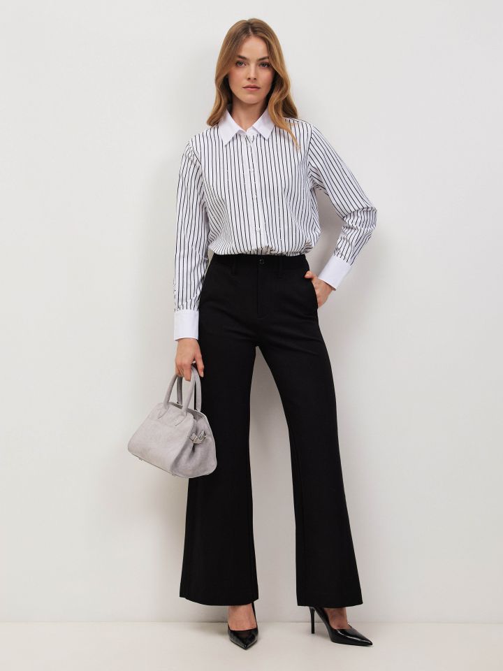 מכנסיים מילנו כיסי צד בצבע שחור