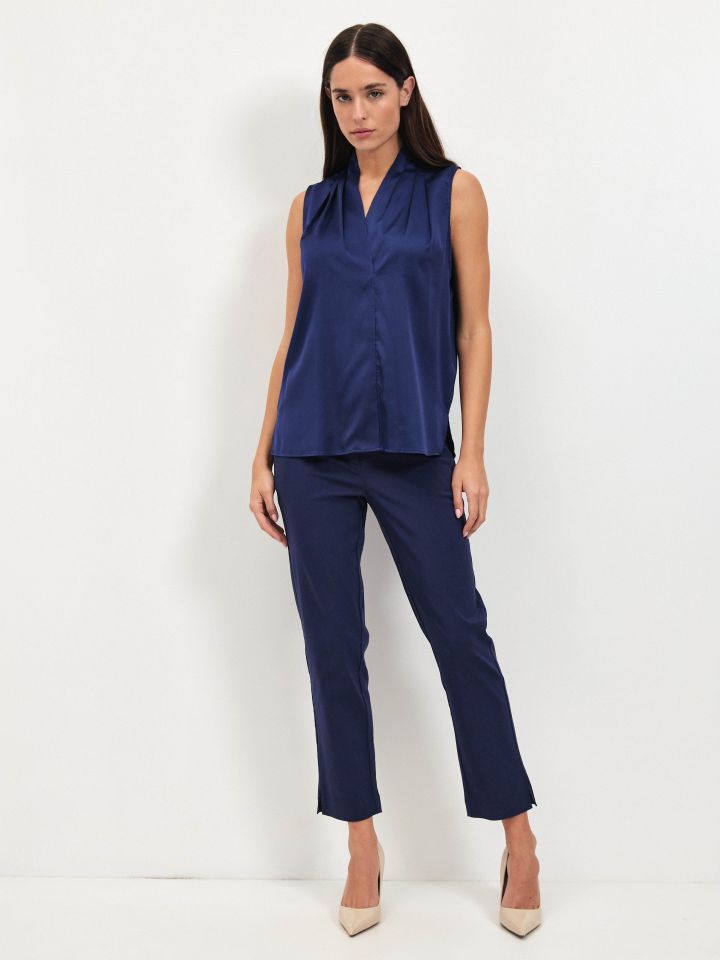 מכנסיים רוכסן צד 8/9 YAFIT בצבע נייבי