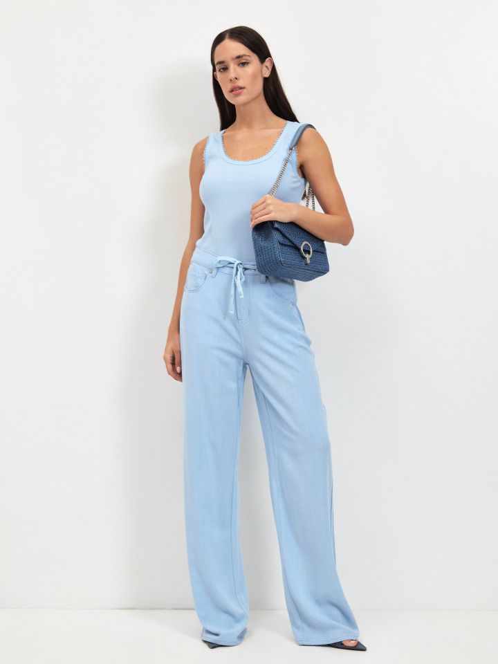 מכנסיים מראה פישתן שרוך PROMO בצבע תכלת אורלי