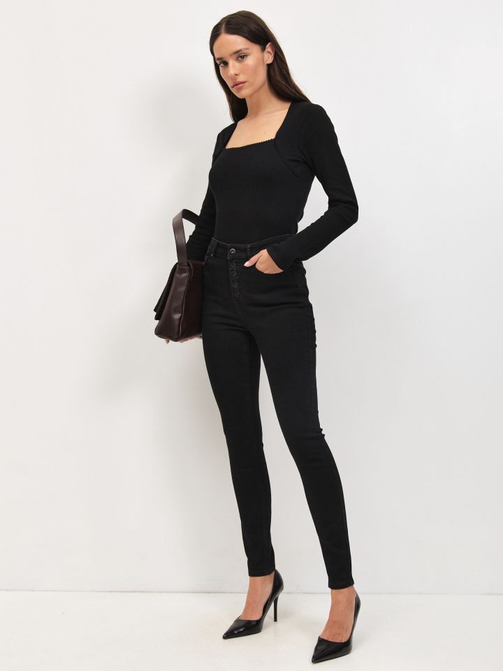 מכנסיים גינס PROMO SKINNY בצבע ג’ינס שחור