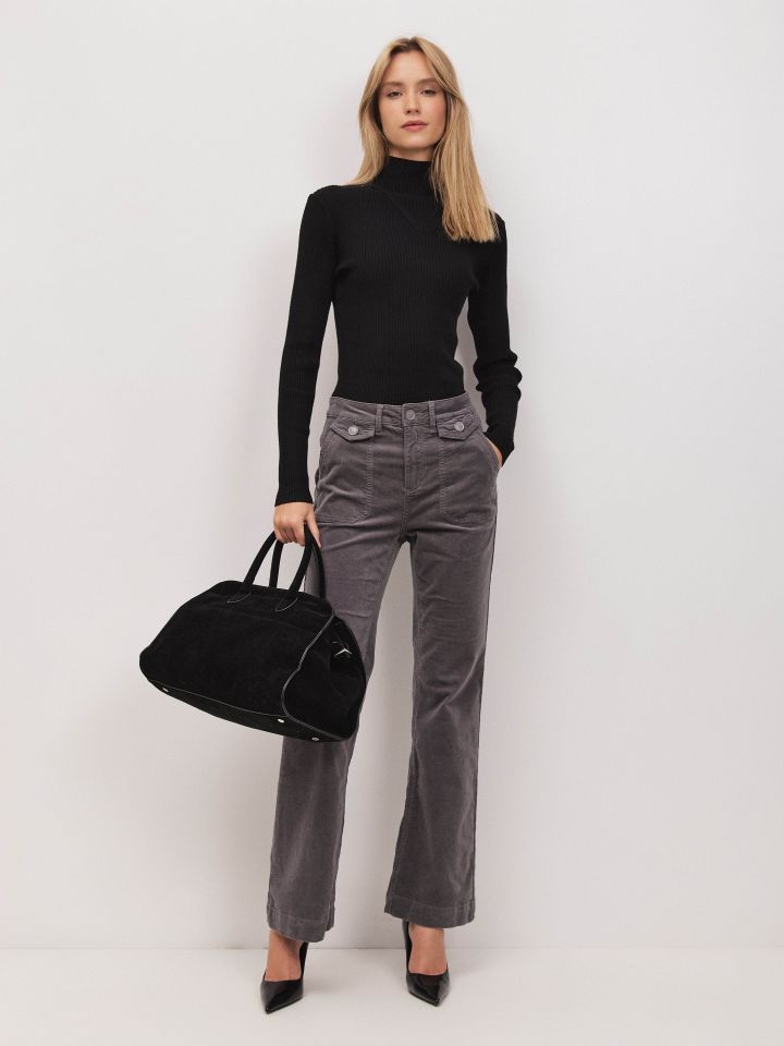 מכנסיים קורדרוי  ROMI בצבע אפור מלאנז בינוני