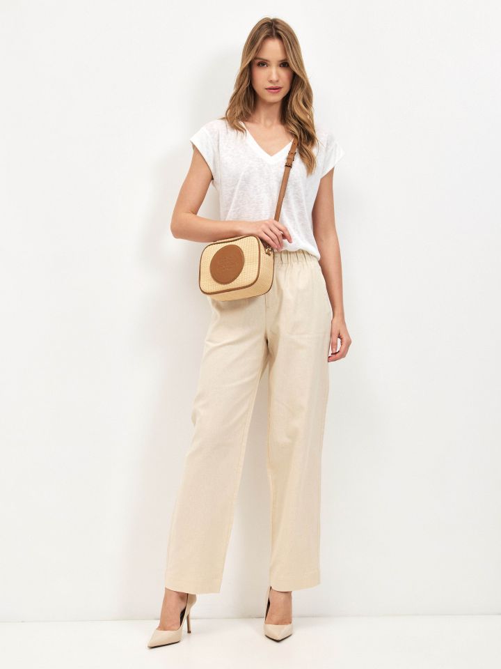 מכנסיים מראה  פישתן PROMO בצבע טיבעי