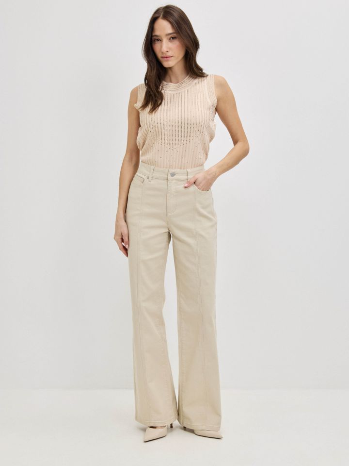 מכנסיים דריל  SHIRA בצבע טיבעי