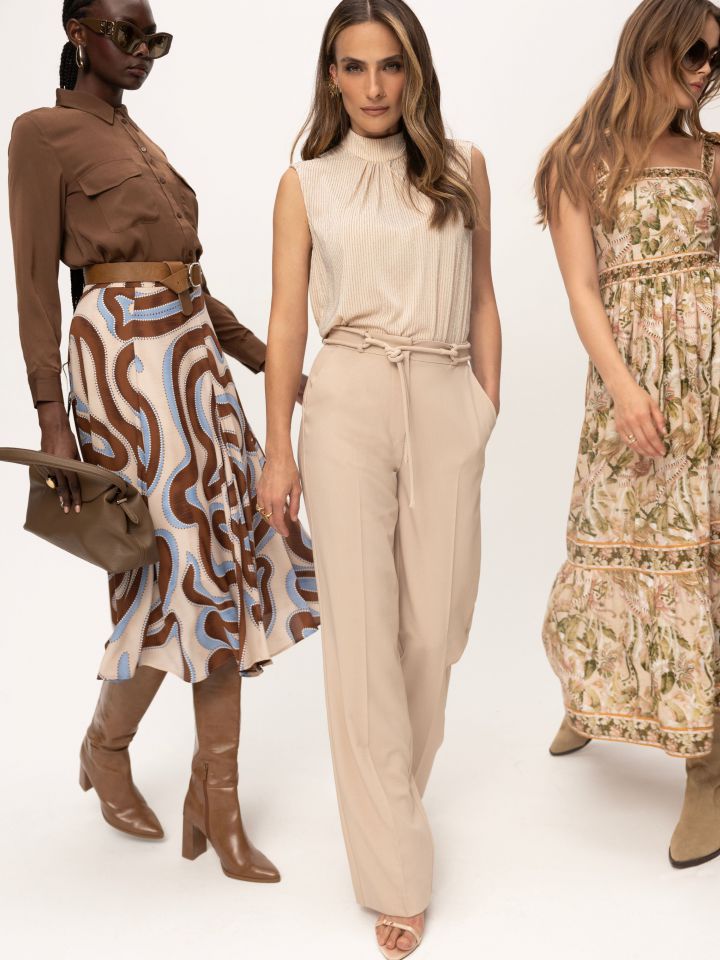 מכנסיים + חגורה קשירה בצבע בייז קפוצינו