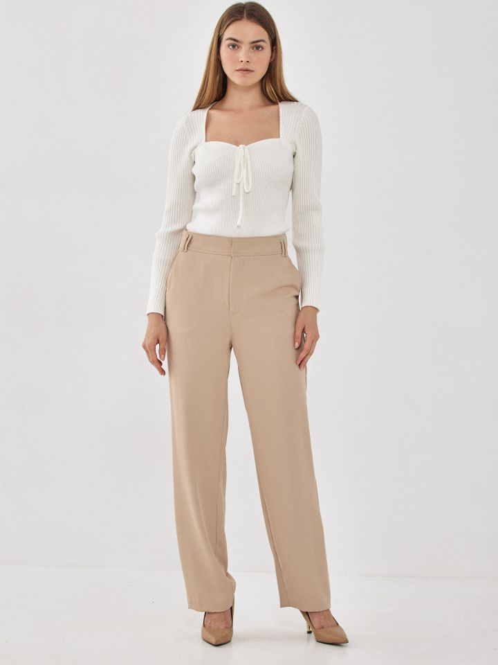 מכנסיים דיאגונל בצבע בייז’