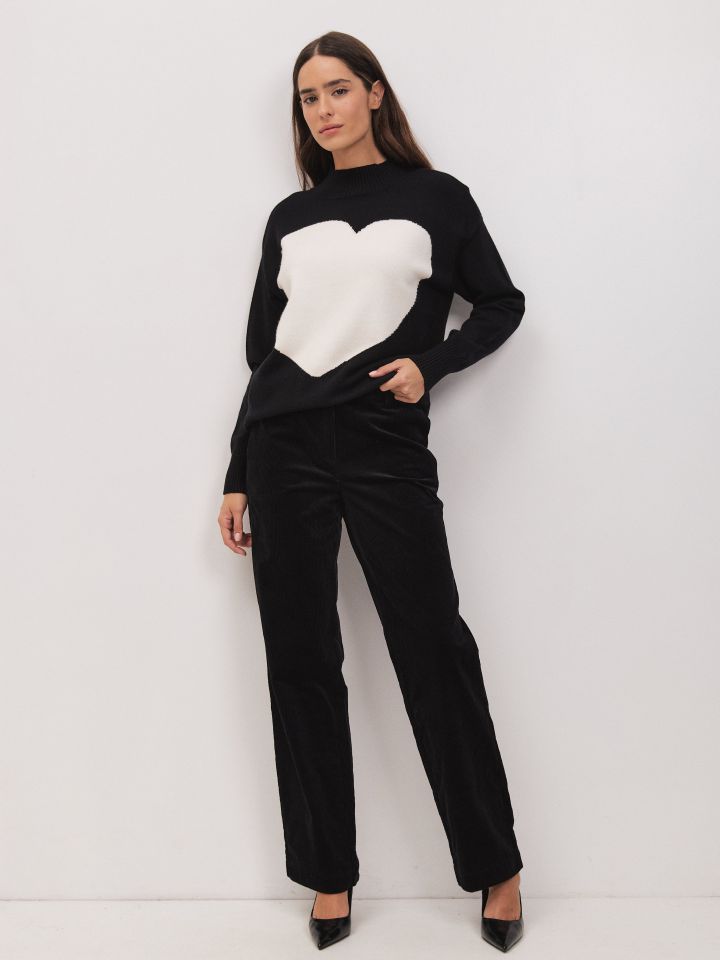 מכנסיים קורדרוי LIAT בצבע שחור