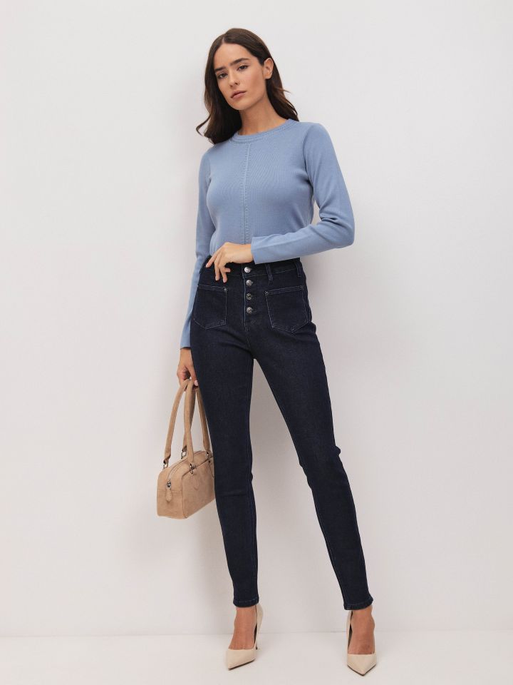 מכנסיים ג’ינס סקיני PROMO בצבע ג’ינס כהה