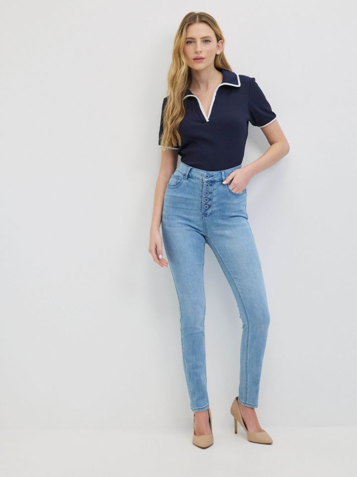 מכנסיים גינס סקיני PROMO בצבע ג’ינס בהיר