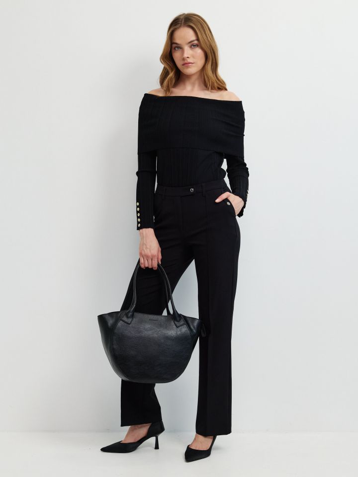 מכנסיים נרוורים בצבע שחור