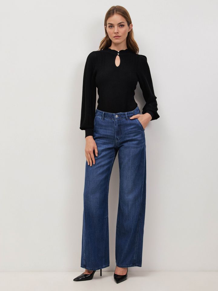 מכנסיים ג’ינס מתרחב PROMO בצבע ג’ינס