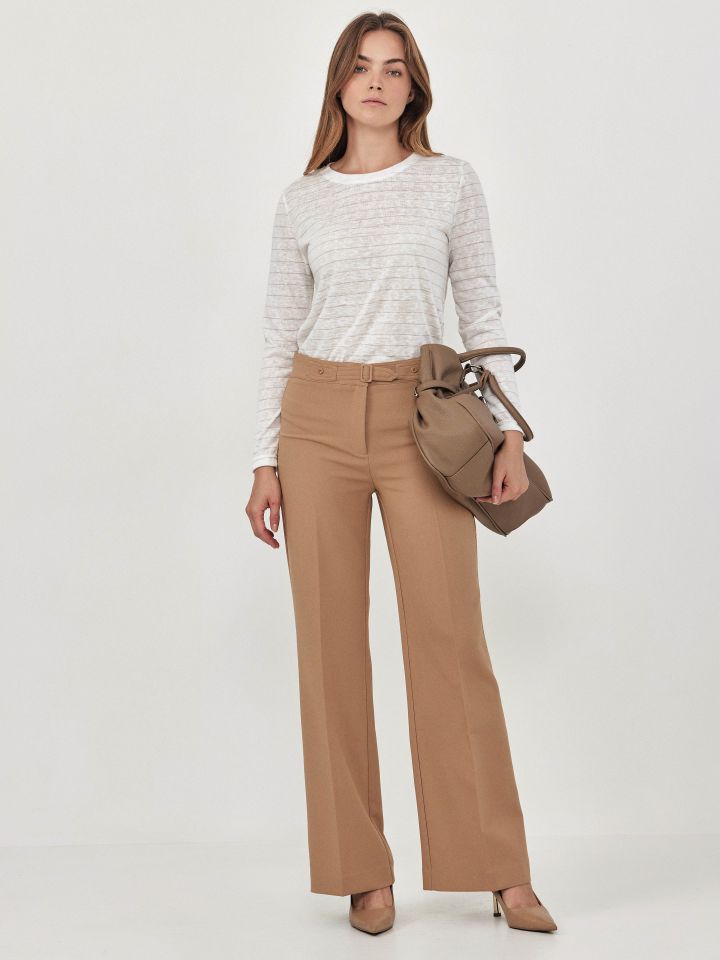 מכנסיים חגורה אבזם בצבע קאמל