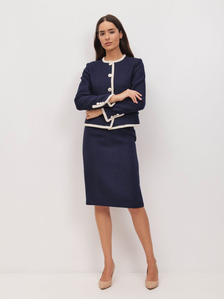 חצאית בוקלה שילוב EDEN בצבע נייבי