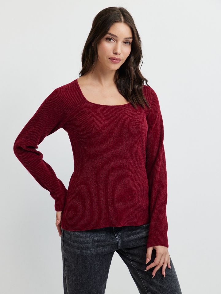 סריג שניל בצבע בורדו