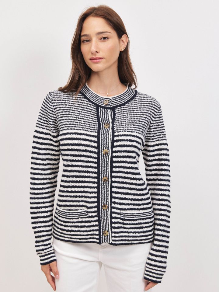 עליונית סריג פסים בצבע נייבי