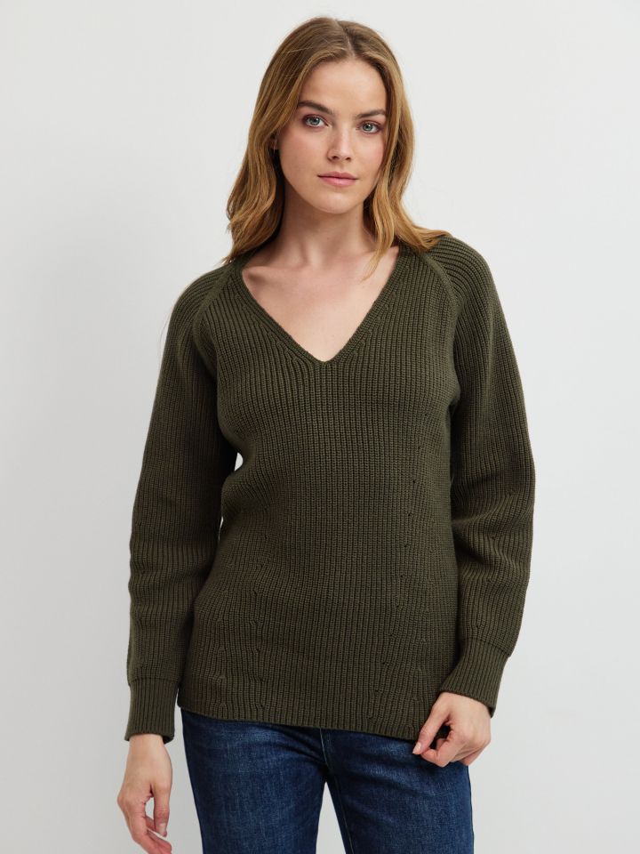 סריג SHIRA V בצבע ירוק כהה